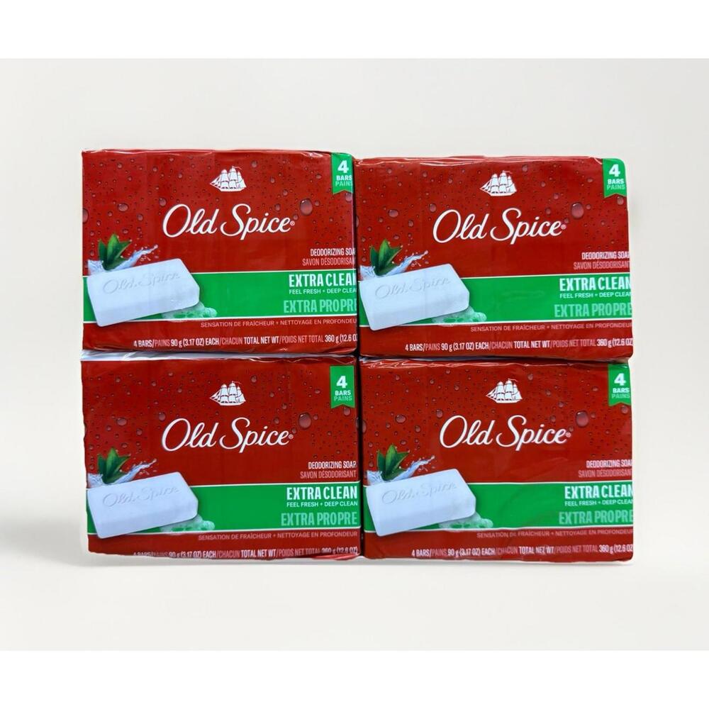 Old Spice Bar Soap Extra Clean Fresh + Deep Clean 3.17 oz Deodorizing 16 Bars